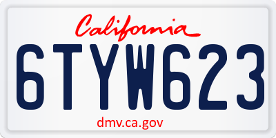CA license plate 6TYW623