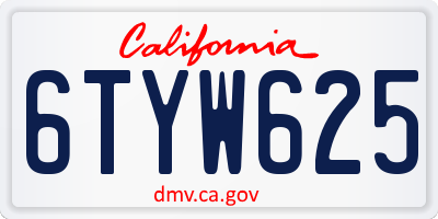 CA license plate 6TYW625