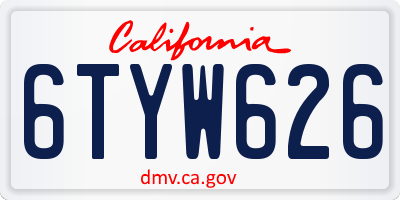 CA license plate 6TYW626