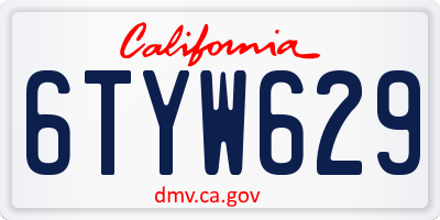 CA license plate 6TYW629