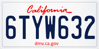 CA license plate 6TYW632