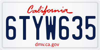 CA license plate 6TYW635
