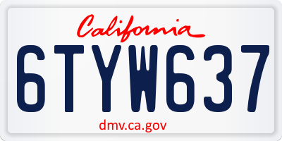 CA license plate 6TYW637