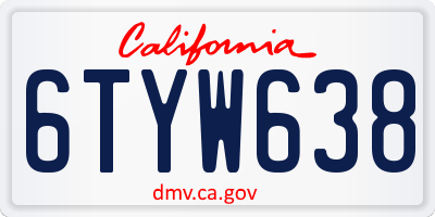 CA license plate 6TYW638