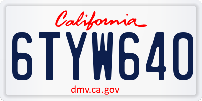 CA license plate 6TYW640