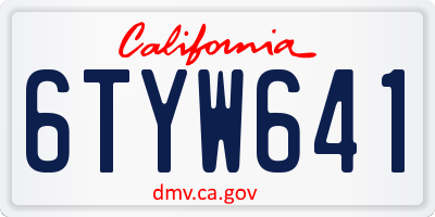 CA license plate 6TYW641