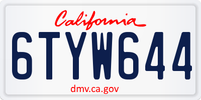 CA license plate 6TYW644