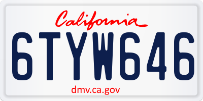 CA license plate 6TYW646