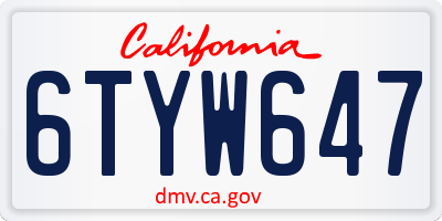 CA license plate 6TYW647