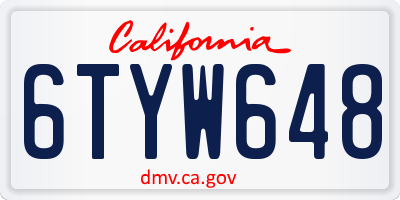 CA license plate 6TYW648