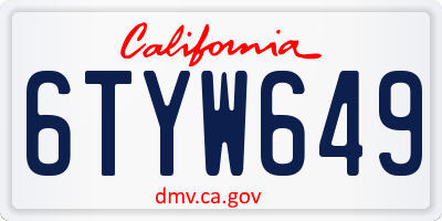 CA license plate 6TYW649
