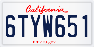 CA license plate 6TYW651