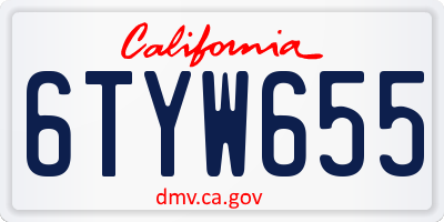 CA license plate 6TYW655