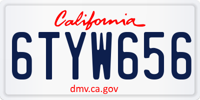 CA license plate 6TYW656