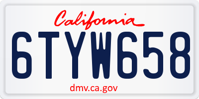 CA license plate 6TYW658
