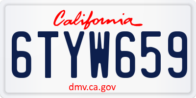 CA license plate 6TYW659