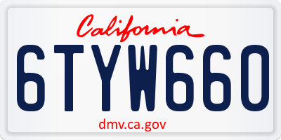 CA license plate 6TYW660