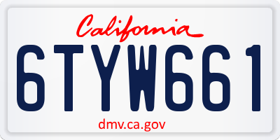 CA license plate 6TYW661
