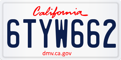 CA license plate 6TYW662