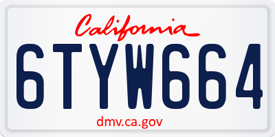 CA license plate 6TYW664