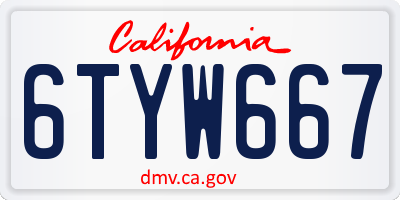 CA license plate 6TYW667