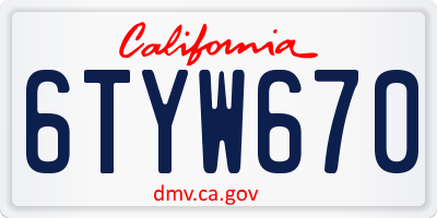 CA license plate 6TYW670