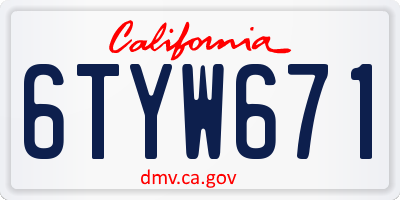 CA license plate 6TYW671