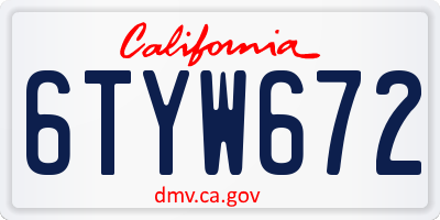 CA license plate 6TYW672