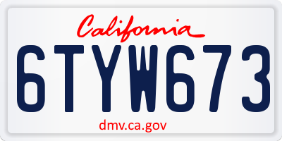 CA license plate 6TYW673