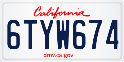 CA license plate 6TYW674