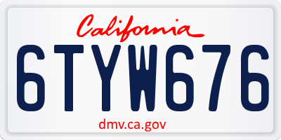 CA license plate 6TYW676