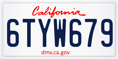 CA license plate 6TYW679