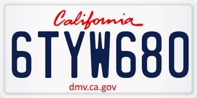 CA license plate 6TYW680
