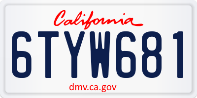 CA license plate 6TYW681