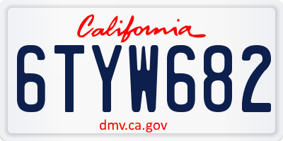 CA license plate 6TYW682