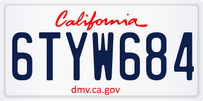 CA license plate 6TYW684