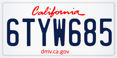 CA license plate 6TYW685