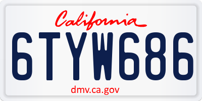 CA license plate 6TYW686