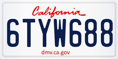 CA license plate 6TYW688