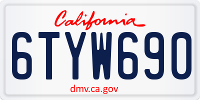 CA license plate 6TYW690