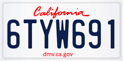 CA license plate 6TYW691