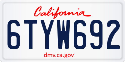 CA license plate 6TYW692