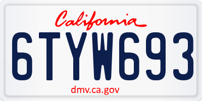 CA license plate 6TYW693