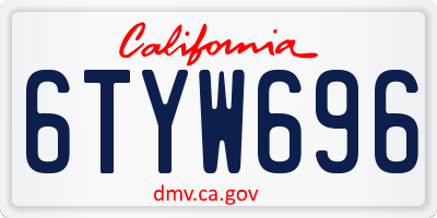 CA license plate 6TYW696