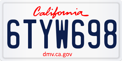 CA license plate 6TYW698