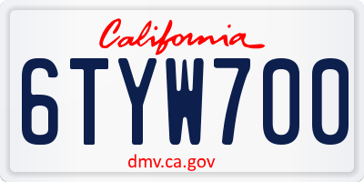 CA license plate 6TYW700