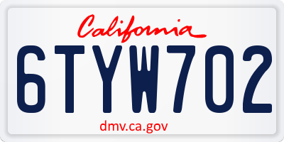 CA license plate 6TYW702