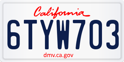 CA license plate 6TYW703