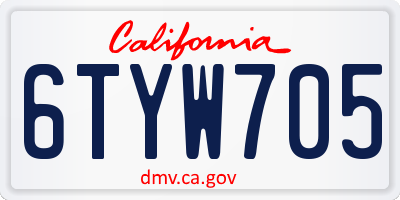 CA license plate 6TYW705
