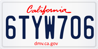 CA license plate 6TYW706